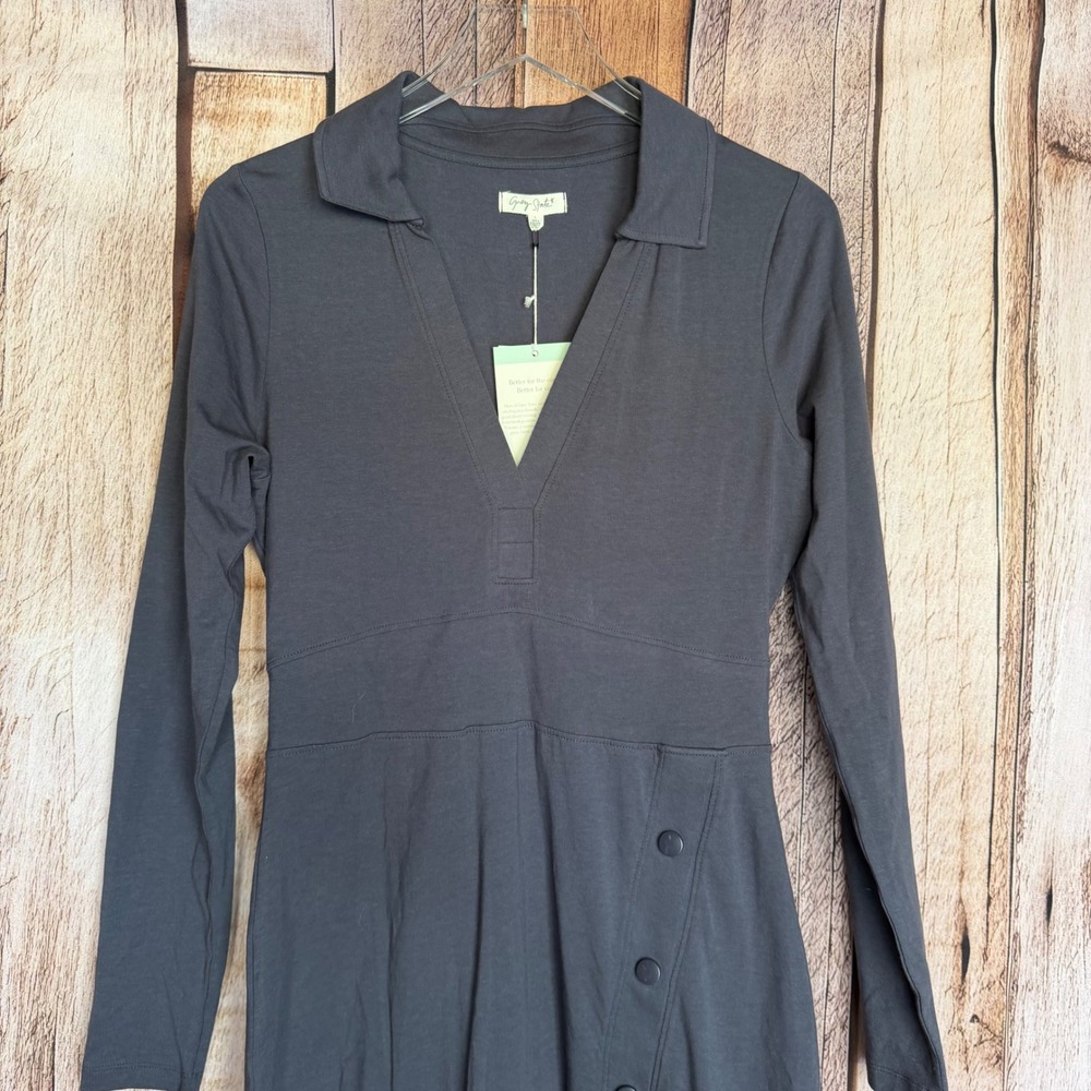 Grey State Midi Dress Wren Graphite Versatile Sustainable Minimalist Large NWT - Picture 3 of 10